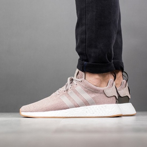 Adidas Shoes | Adidas NMD R1 Beige Khaki Sneakers Mens | Color: Cream/Purple | Size: 10 | Anna_Kulczycka's Closet